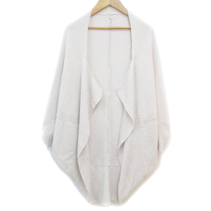  Indivi INDIVI knitted cardigan thin do Le Mans sleeve long height front opening 38 eggshell white /FF6 lady's 