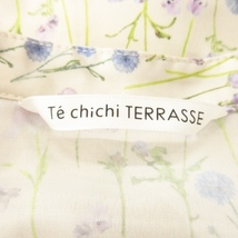 テチチ Te chichi TERRASSE ワンピース シャツ ロング バンドカラー 長袖 ウエストマーク リボン ボタニカル 花柄 F ベージュ /AH3_画像6