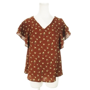 Lawrys Farm Lowrys Farm Blouse v -neck с коротким рукавом Floral Pattern L Brown Brown /AO9 ☆ дамы