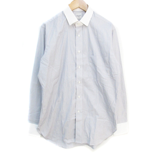 カミチャイオ CAMICIAIO クレリックシャツ Yシャツ ワイシャツ 長袖 ストライプ柄 39-84 白 紺 ホワイト ネイビー /FF37 メンズ
