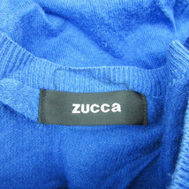 ズッカ zucca ニット カットソー 長袖 ラウンドネック アシンメトリー ウール混 M ブルー 青 /YM39 レディース_画像5