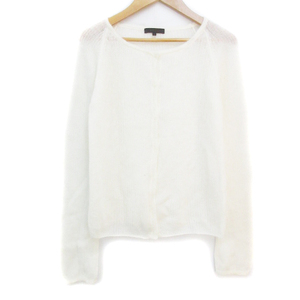 ke- tea ki width ta spool K.T KIYOKO TAKASE knitted cardigan middle height round neck moheya9 white white /FF16 #MO lady's 