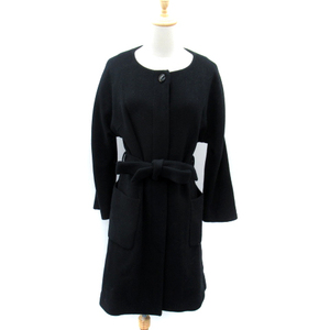  Ships SHIPS no color coat long height plain ribbon belt attaching wool M black black /SY15 lady's 