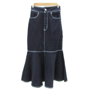  azur bai Moussy AZUL by moussy Denim skirt flair skirt mermaid skirt long height maxi height S navy navy blue lady's 