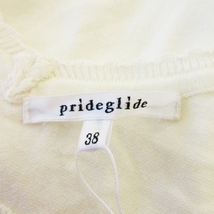 未使用品 プライドグライド prideglide カットソー ニットソー ラウンドネック 半袖 ビーズ 刺繍 レース ワンポイント 薄手 38 白_画像6