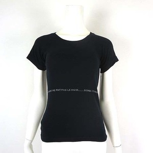 ソニアリキエル SONIA RYKIEL カットソー Tシャツ ロゴ ラインストーン 半袖 S 紺 ダークネイビー シルバー レディース