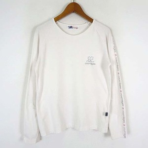 クレージュ courreges カットソー Tシャツ ロンT ロゴ ラインストーン 刺繍 プリント ストレッチ 長袖 160 白 ホワイト グレー ピンク