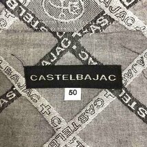 カステルバジャック CASTELBAJAC シャツ ボタンダウン コットン ロゴ 総柄 半袖 薄手 50 グレー レディース_画像3