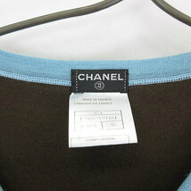 シャネル CHANEL リボン ウール ニット カットソー 長袖 02A P20085 V01184 焦茶 水色 38 レディース_画像3