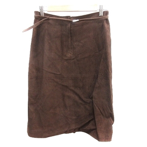  Natural Beauty NATURAL BEAUTY tight skirt mi leak long sheep leather sheepskin waist Mark L tea Brown /AU lady's 