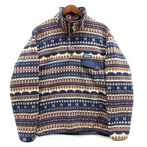 パタゴニア Patagonia ライトウェイト シンチラ スナップT 総柄 フリース プルオーバー ジャケット 25580 FA21 ネイビー 紺 XS メンズ