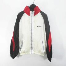 ナイキ NIKE スポーツウェア 長袖 ウィンドブレーカー ジャケット 白系 ホワイト ジップアップ ロゴ ポケット メンズ_画像1