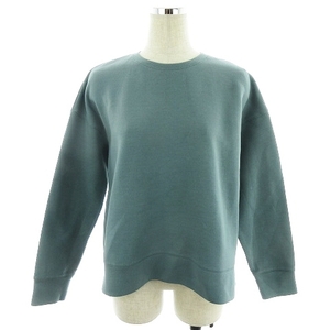  azur bai Moussy AZUL by moussy sweatshirt long sleeve crew neck back slit plain S green green tops /BT lady's 