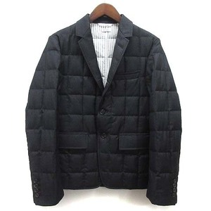 トムブラウン THOM BROWNE スーパー130S ウール キルト ダウン テーラード ジャケット チャコールグレー 00 美品 MJD001X-02430015 メンズ