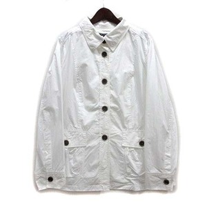 23区 オンワード樫山 タイプライター コットン シャツ ジャケット 無地 ホワイト 白 48 大きいサイズ レディース