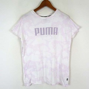 プーマ PUMA Tシャツ カットソー ロゴ タイダイ フレンチスリーブ 半袖 S ライトピンク 白 ホワイト ラベンダー 国内正規品 レディース