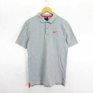 ナイキ NIKE ポロシャツ 半袖 ロゴ コットン L グレー ※EKM メンズ