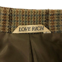 ラブリッチ LOVE RICH ジャケット ブレザー Vネック ウール チェック 裏地 長袖 13BR 緑 カーキ 茶 ブラウン 青 ブルー ※MZ レディース_画像3