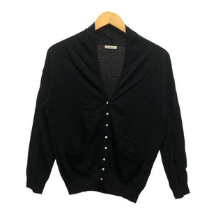  Nimes NIMES cardigan V neck cotton plain long sleeve black black lady's 