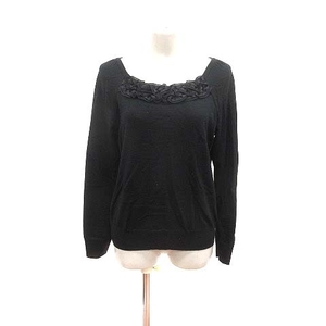  Untitled UNTITLED knitted cut and sewn frill long sleeve 44 black black /YK lady's 