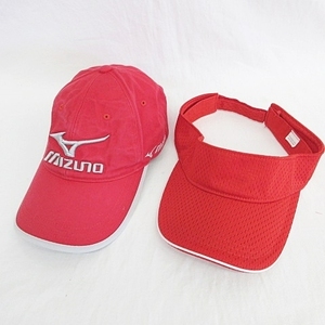 Mizuno Mizuno Golf Cap Sun Visor Hat 2 очки набор логотип Red Red F Men's