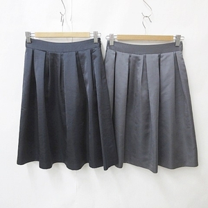  Rope ROPE skirt 2 pieces set flared skirt tuck knees height satin lining attaching navy blue navy gray 7 lady's 