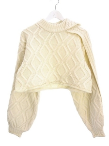 アイレネ IRENE ケーブル クロップド ニット Cable Cropped Knit 36 オフホワイト アイボリー ウール 2021AW セーター トップス