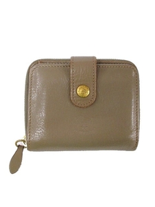  Il Bisonte IL BISONTE wallet folding twice purse gray leather cow leather Italy made men's lady's 