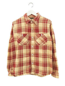  Fullcount FULLCOUNT flannel shirt long sleeve check made in Japan beige dark red color 38 men's 