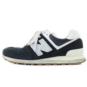 ニューバランス NEW BALANCE U574UG2 スニーカー ロゴ スエード 25.5cm 黒 ブラック 白 ホワイト /SR18 メンズ