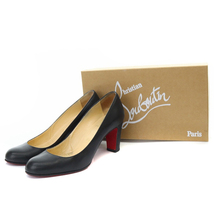 クリスチャンルブタン Christian louboutin パンプス レザー ラウンドトゥ ハイヒール 38 25cm 黒 ブラック /SR29 レディース_画像6