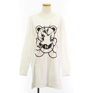 ヒステリックグラマー HYSTERIC GLAMOUR Tシャツ カットソー ロンT チュニック 長袖 クルーネック ファックベア プリント コットン 白 ホワ