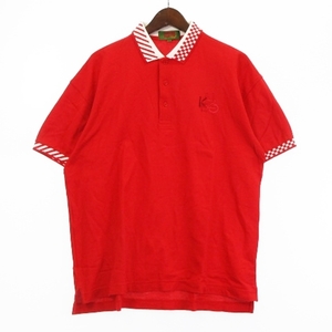 ケンゾー KENZO GOLF 良品 ポロシャツ 半袖 刺繍 コットン 赤 レッド 5 トップス ゴルフウェア メンズ