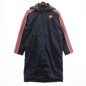  Adidas adidas long boa coat Logo cotton inside print Zip up AZ6651 college navy Ray pink 160 outer sport we
