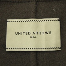 ユナイテッドアローズ UNITED ARROWS ダブルフェイス ベルベット コート ガウン ノーカラー ベルト ウール混 茶系 ブラウン系 38 アウター_画像6