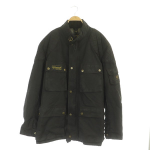 ベルスタッフ Belstaff オイルドジャケット ジップアップ 中綿 イタリア製 ベルト付 XXXL 黒 ブラック /IR ■GY01 メンズ