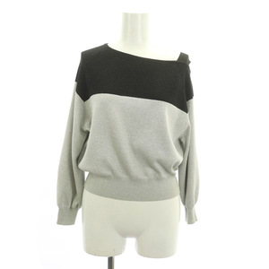  Diag Ram Grace Continental lame sia- knitted tops cut and sewn long sleeve one shoulder 36 black black gray 