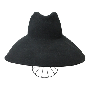 エンポリオアルマーニ EMPORIO ARMANI つば広帽子 中折れハット 黒 ブラック 57 IBO46
