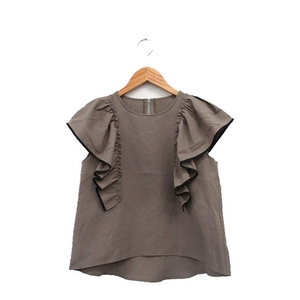  Natural Beauty Basic NATURAL BEAUTY BASIC blouse shirt pull over fender liru short sleeves simple S Brown tea /KT34reti