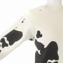 BEAMS BOY maturely Rib Holstein 5sleeve カットソー リブニット 七分袖 牛柄 白 ホワイト 黒 ブラック 13-04-1007-101_画像6