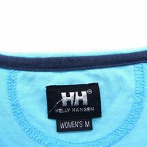 ヘリーハンセン HELLY HANSEN 半袖 Tシャツ レースアップ 丸首 ロゴ コットン 綿 M ライトブルー /FT17 レディース_画像3