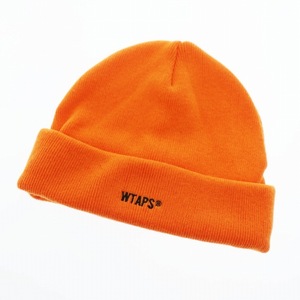 ダブルタップス WTAPS 22AW BEANIE 04 ORANGE ロゴ刺繍 ビーニー ニット帽 222MADT-HT04 オレンジ ブランド古着ベクトル 中古☆AA★▲2402