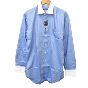 未使用品 スーツセレクト SUIT SELECT タグ付き クレリックシャツ 長袖 ブルー系 Lサイズ 0131 メンズ