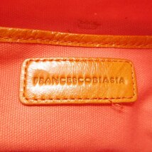 フランチェスコビアジア FRANCESCO BIASIA メッシュ 編み込み レザー トートバッグ ハンドバッグ フリンジ ロゴ パッチ 手提げ 手持ち_画像7