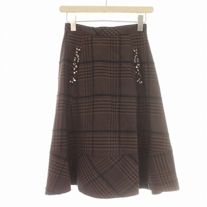  Queens Court QUEENS COURT skirt check wool . knee height 1 S tea Brown /*G lady's 