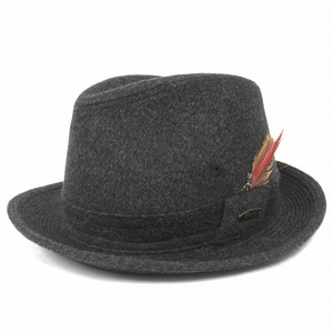 美品 トーキョーハット TOKIO HAT フェザー カシミヤ 中折れ ハット 帽子 39448 サイズL チャコールグレー メンズ