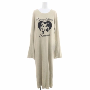 ヒステリックグラマー HYSTERIC GLAMOUR 23AW HG ROMANCE ワンピース リブニット ロング マキシ丈 長袖 F ベージュ 黒 /MI ■OS レディース