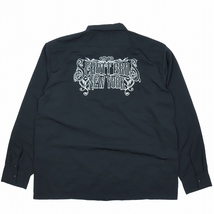 美品 ショット SCHOTT EMB TC L/S WORK SHIRT オープンカラーシャツ バック刺? ロングスリーブ 黒 ブラック メンズ サイズ2XL 7822220012_画像1