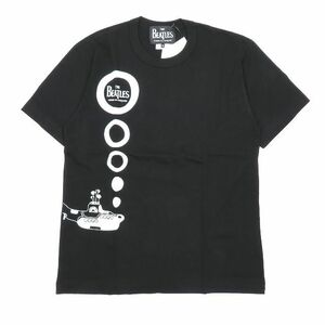 未使用品 コムデギャルソン COMME des GARCONS ×THE BEATLES Tシャツ カットソー ロゴ プリント 半袖 クルーネック 黒 ブラック XL メンズ