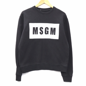 エムエスジーエム MSGM 2741MDM96 クルーネック 長袖 ロゴプリント 裏起毛 スウェット トレーナー M ブラック